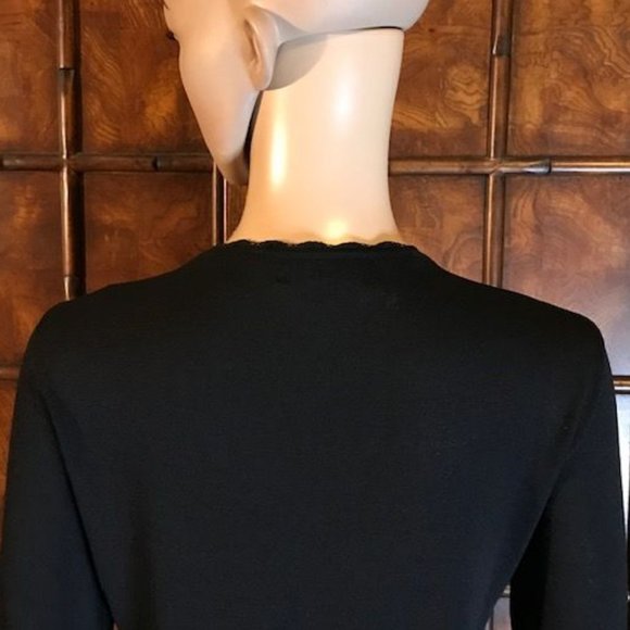 Kasper Pointelle Scallop Crochet Bow Neck Sweater - Picture 7 of 12